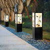 Vintage Square Solar Pathway Lights Floral Pattern LED Outdoor Landscape Garden Post Lighting