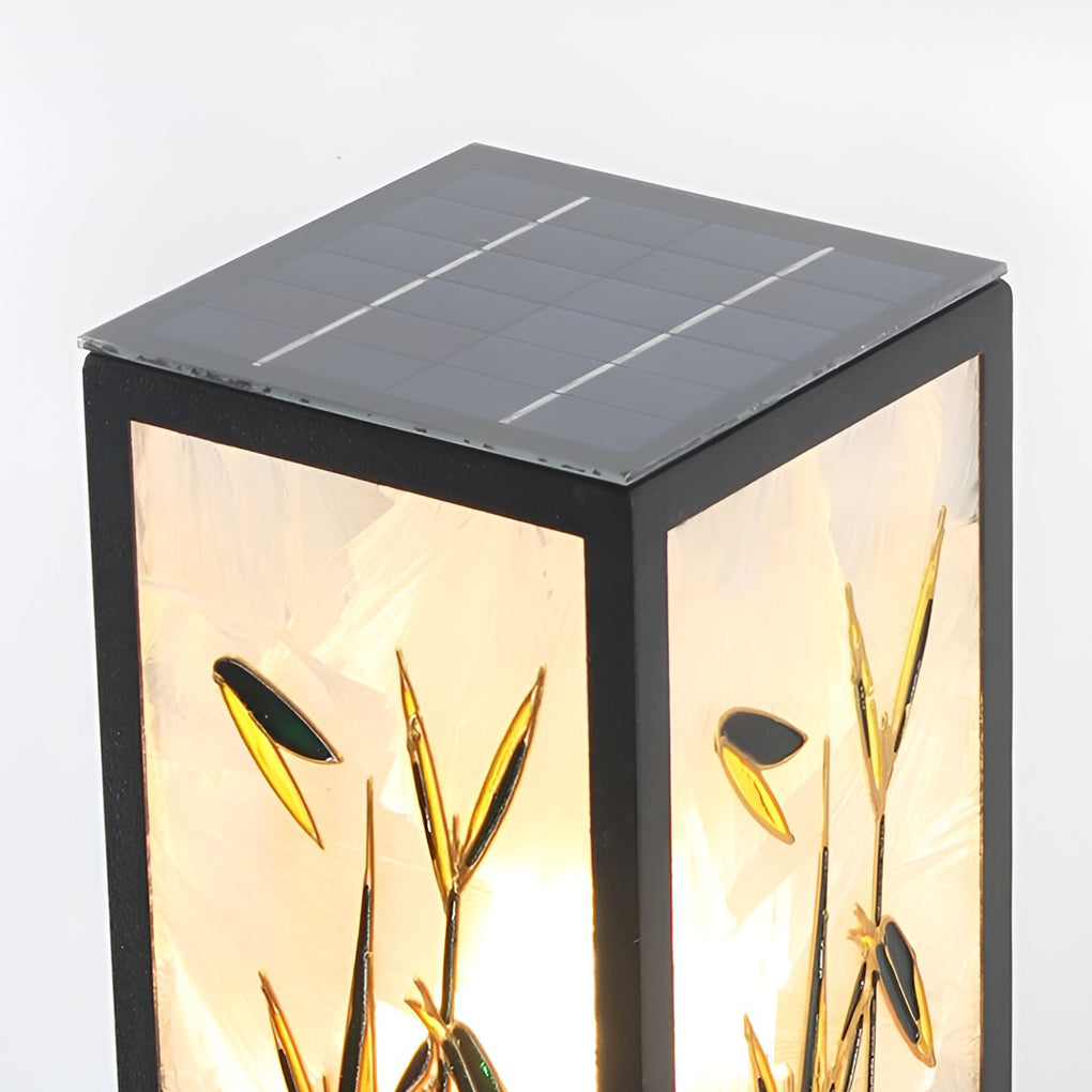 Vintage Square Solar Pathway Lights Floral Pattern LED Outdoor Landscape Garden Post Lighting