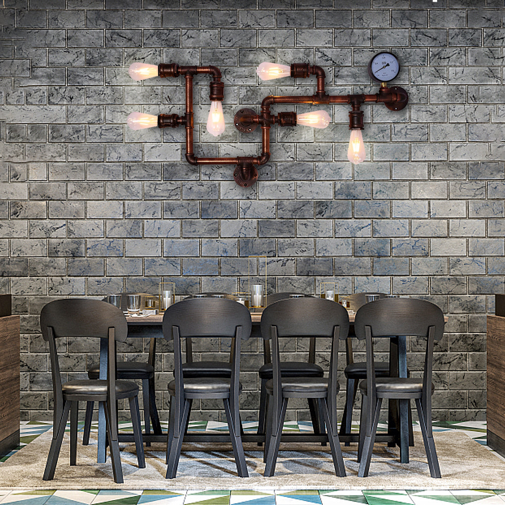 Vintage Steampunk Iron Water Pipe Wall Lamp Industrial Retro Sconce Fixture