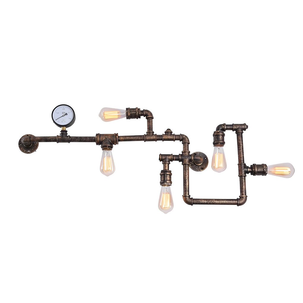 Vintage Steampunk Iron Water Pipe Wall Lamp Industrial Retro Sconce Fixture