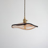 Vintage Style Brown Glass Flower Petal Hanging Light Fixture with Brass Accents
