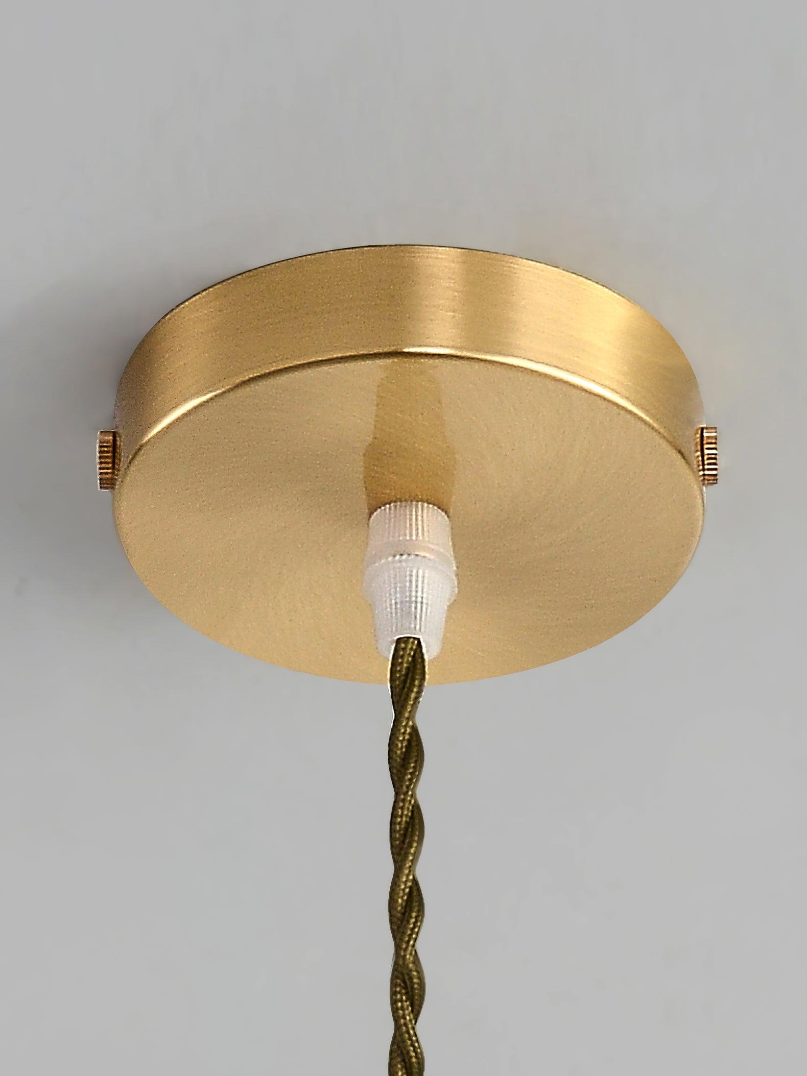 Vintage Style Brown Glass Flower Petal Hanging Light Fixture with Brass Accents