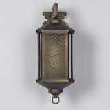 Vintage Style Copper Outdoor Wall Lantern Waterproof IP54 Exterior Light with Classical Hollow Pattern