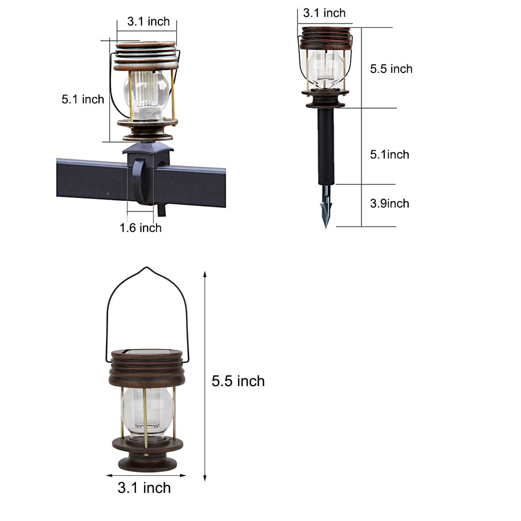 Vintage Style Waterproof Solar Powered Outdoor Lantern for Garden Patio and Balcony Lighting