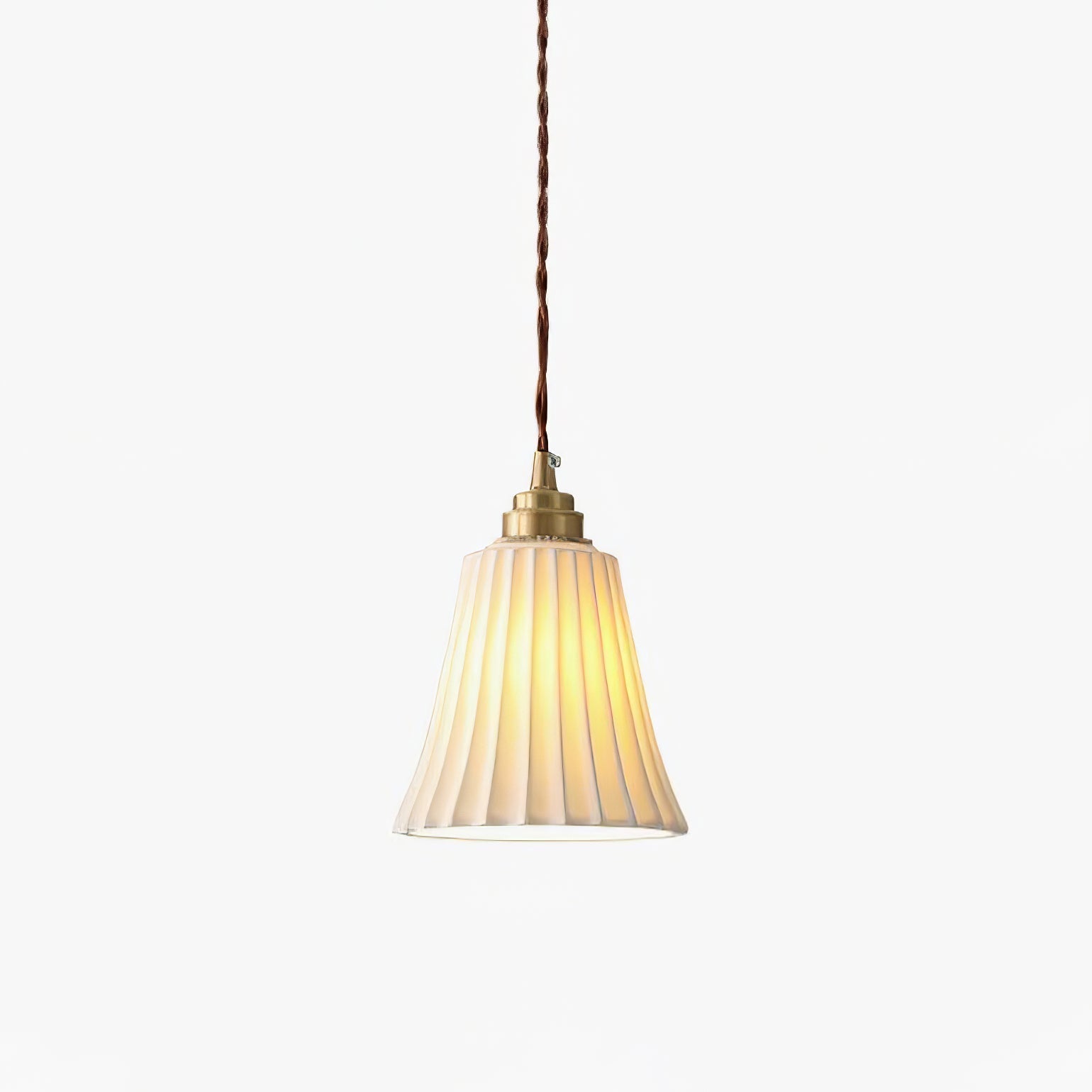 Vintage Trumpet Ceramic Pendant Light Brass Mid Century Modern Hanging Lamp