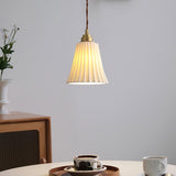 Vintage Trumpet Ceramic Pendant Light Brass Mid Century Modern Hanging Lamp