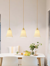 Vintage Trumpet Ceramic Pendant Light Brass Mid Century Modern Hanging Lamp