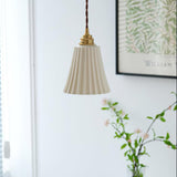 Vintage Trumpet Ceramic Pendant Light Brass Mid Century Modern Hanging Lamp