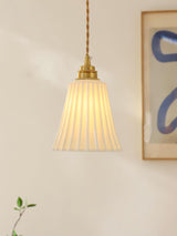 Vintage Trumpet Ceramic Pendant Light Brass Mid Century Modern Hanging Lamp