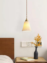Vintage Trumpet Ceramic Pendant Light Brass Mid Century Modern Hanging Lamp