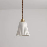 Vintage Trumpet Ceramic Pendant Light Brass Mid Century Modern Hanging Lamp