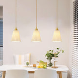 Vintage Trumpet Ceramic Pendant Light Brass Mid Century Modern Hanging Lamp