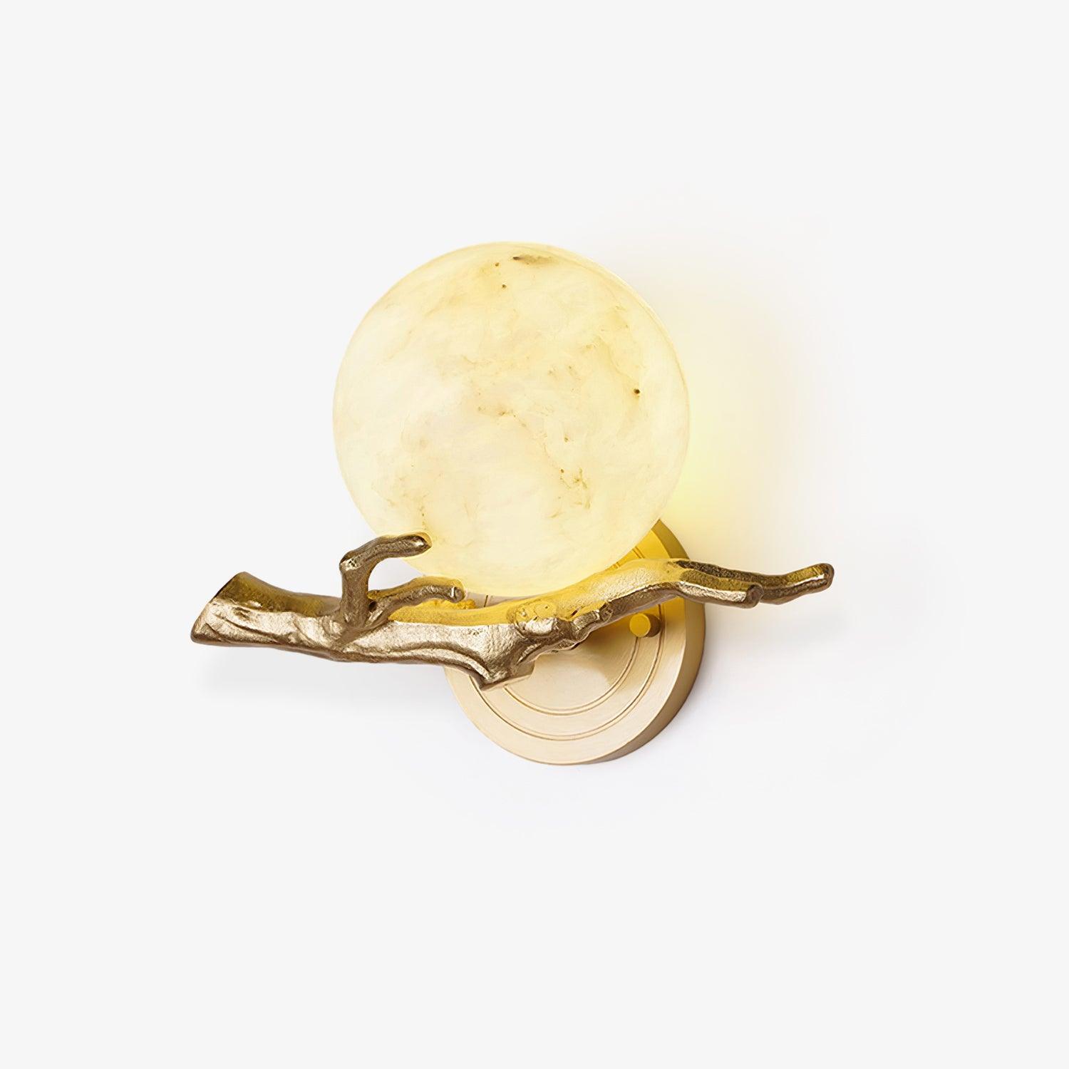 Vintage Twigs Brass Wall Lamp with Marble Shade Indoor Sconce Light