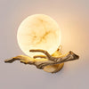 Vintage Twigs Brass Wall Lamp with Marble Shade Indoor Sconce Light