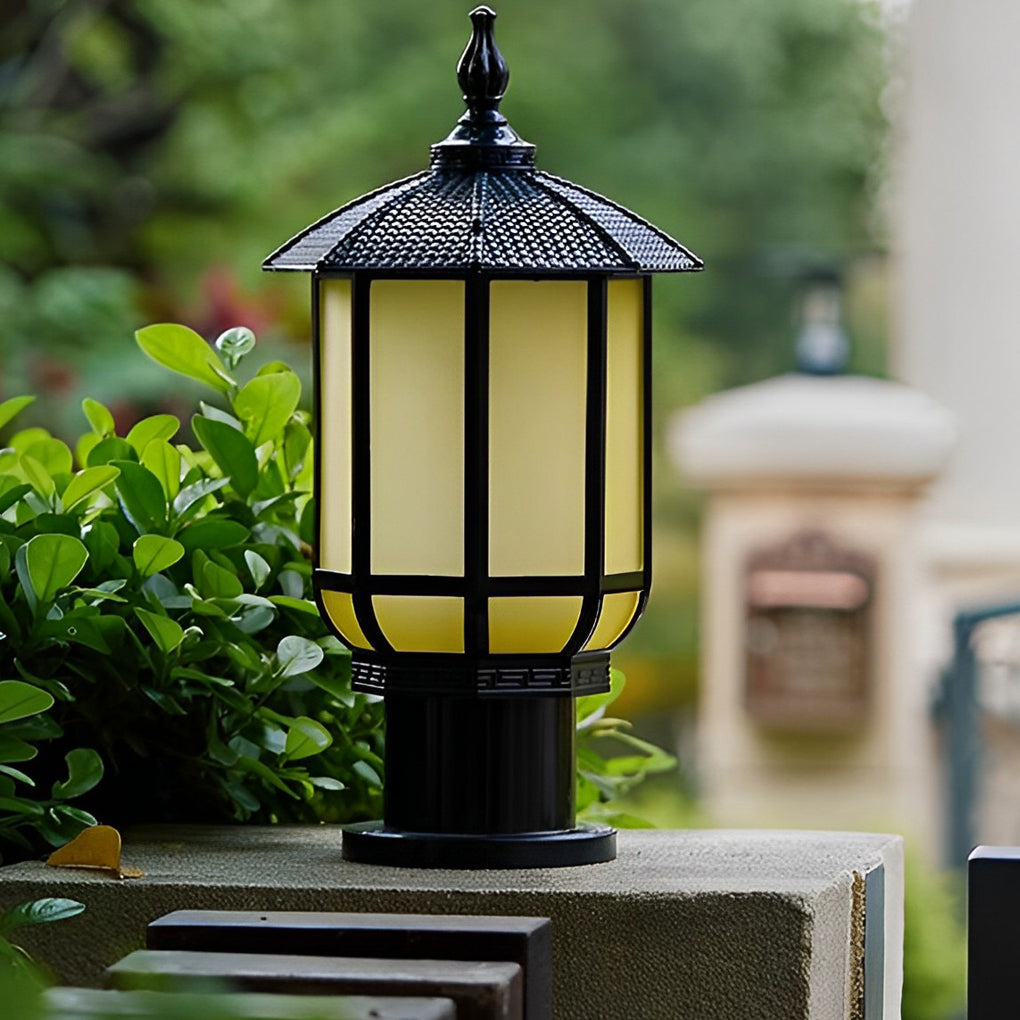 Vintage Waterproof Exterior Post Lantern IP55 LED 12W Dimmable Garden Pillar Light for Fences