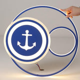 Modern Blue Circular LED Flush Mount Ceiling Light Dimmable Acrylic Fixture for Kids Bedroom
