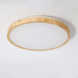 Natural Bamboo Round LED Flush Mount Ceiling Light for Modern Kitchen Living Room and Bedroom