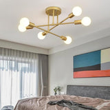 Contemporary 6 Light Geometric Sputnik Semi Flush Mount Ceiling Fixture