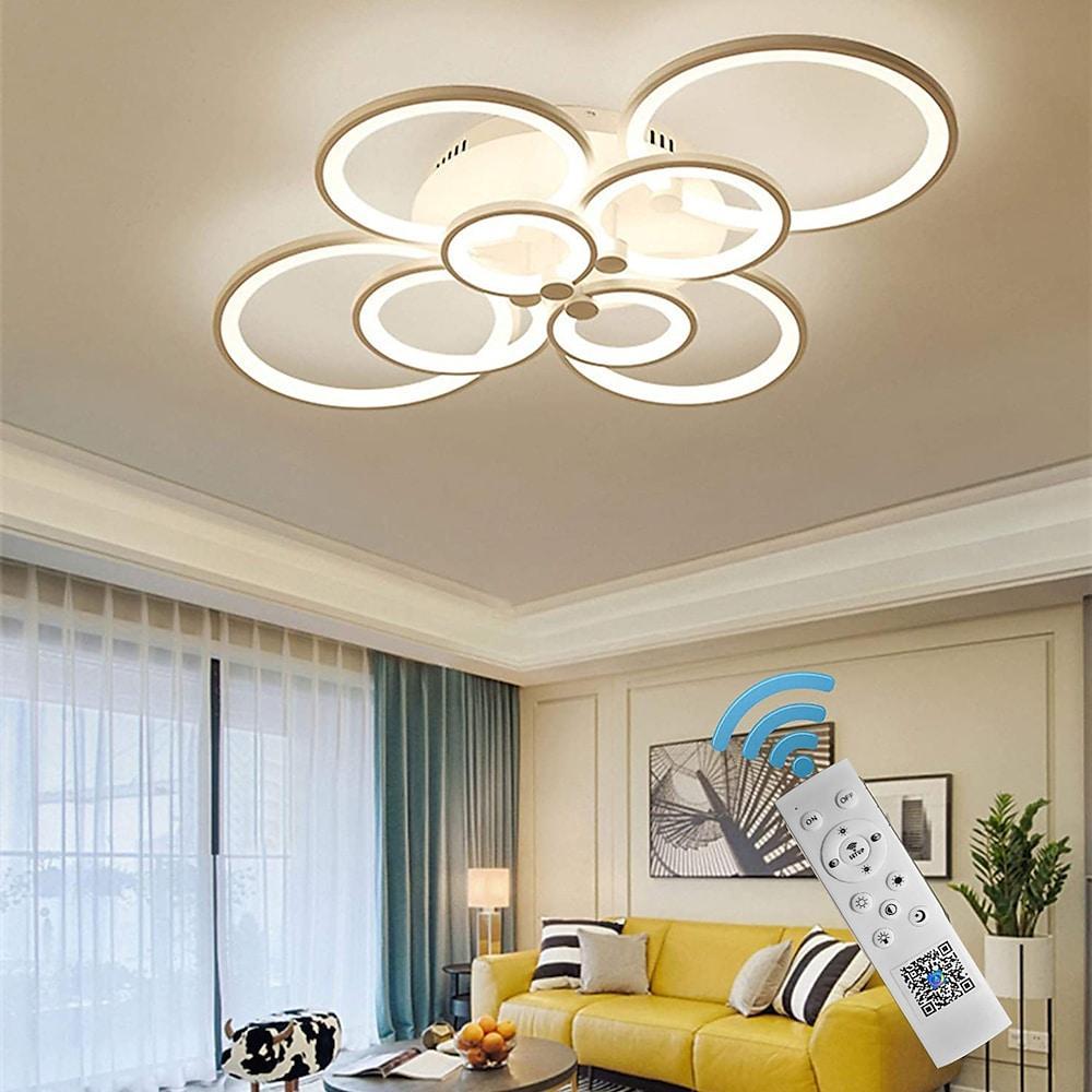 Modern Geometric Overlapping Ring LED Semi Flush Mount Ceiling Light for Living Room