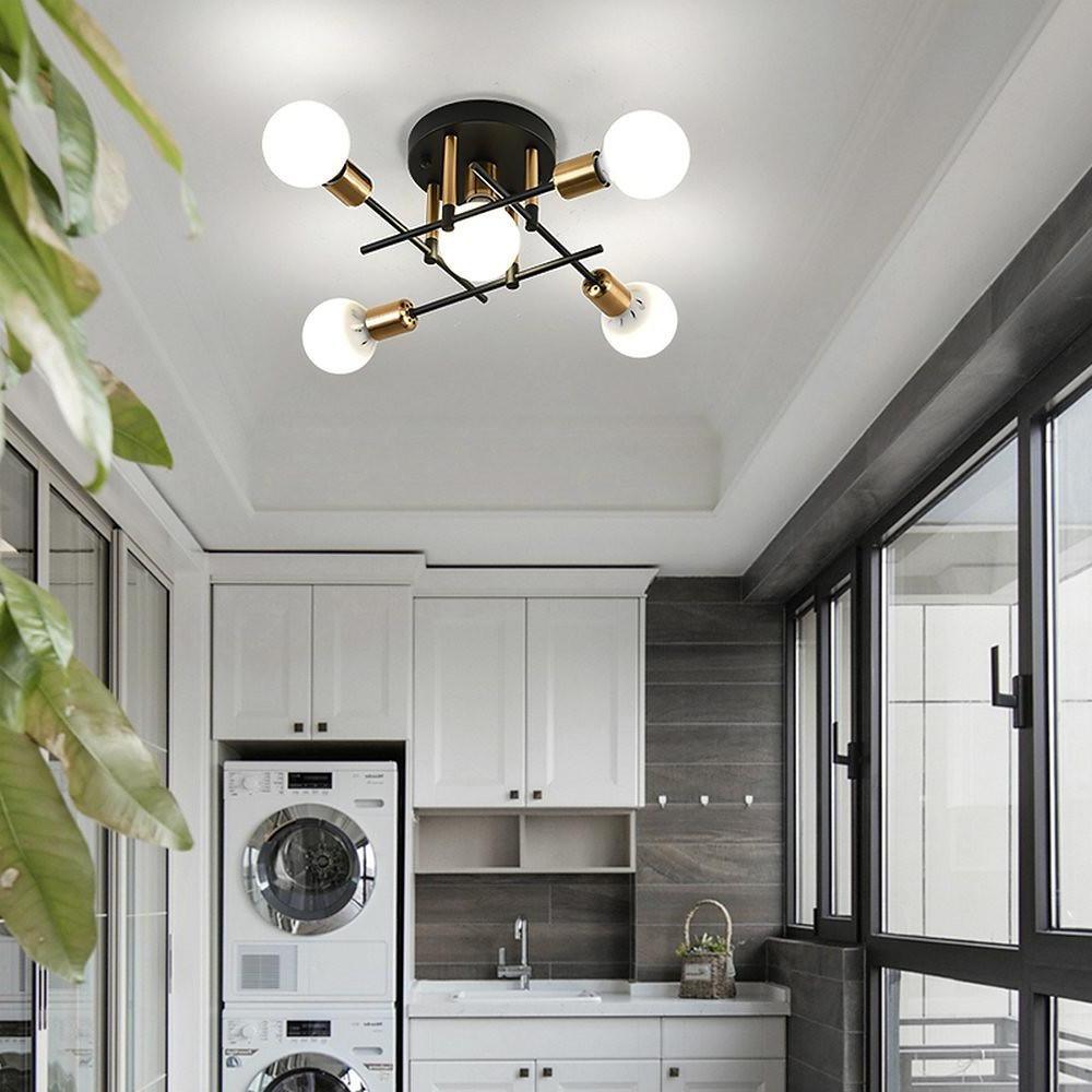 Geometric Nordic Semi Flush Mount Ceiling Light 5 Light Metal Artistic Fixture for Modern Home Lighting