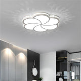 Modern White Flower Crystal Dimmable LED Ceiling Light Flush Mount Fixture for Home