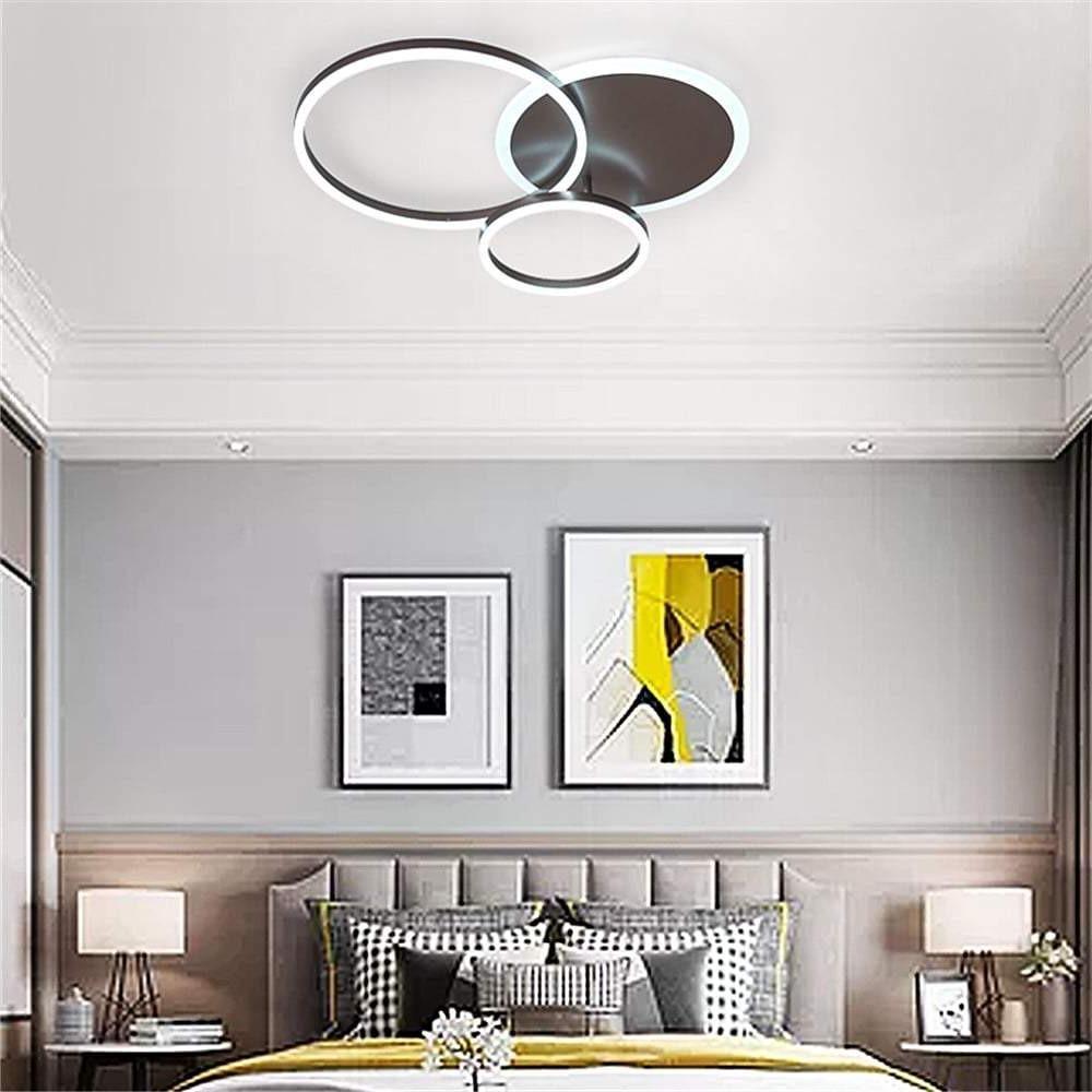 Modern 3 Layer Circle LED Flush Mount Ceiling Light Dimmable 26 Inch White Black Brown