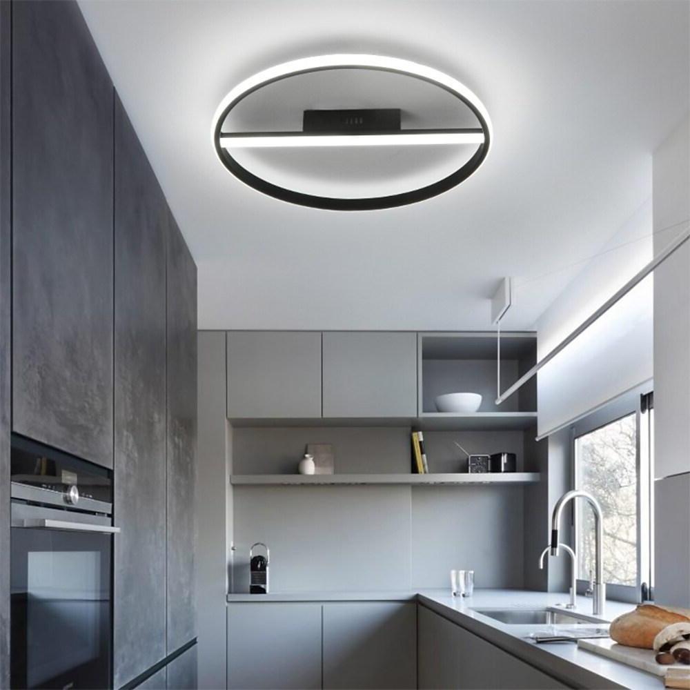 Modern Circle LED Flush Mount Ceiling Light Contemporary Metal 18 Inch Low Profile Fixture