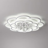 Flower Shaped LED Ceiling Light Flush Mount Fixture with Crystal Pendants for Bedroom Living Room