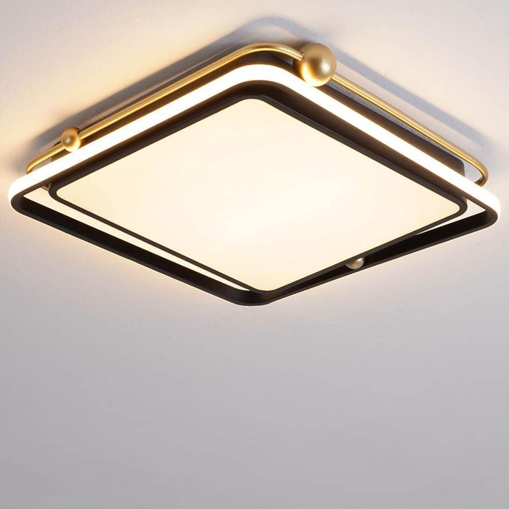 Modern Geometric Square LED Flush Mount Ceiling Light Dimmable Nordic Minimalist Fixture