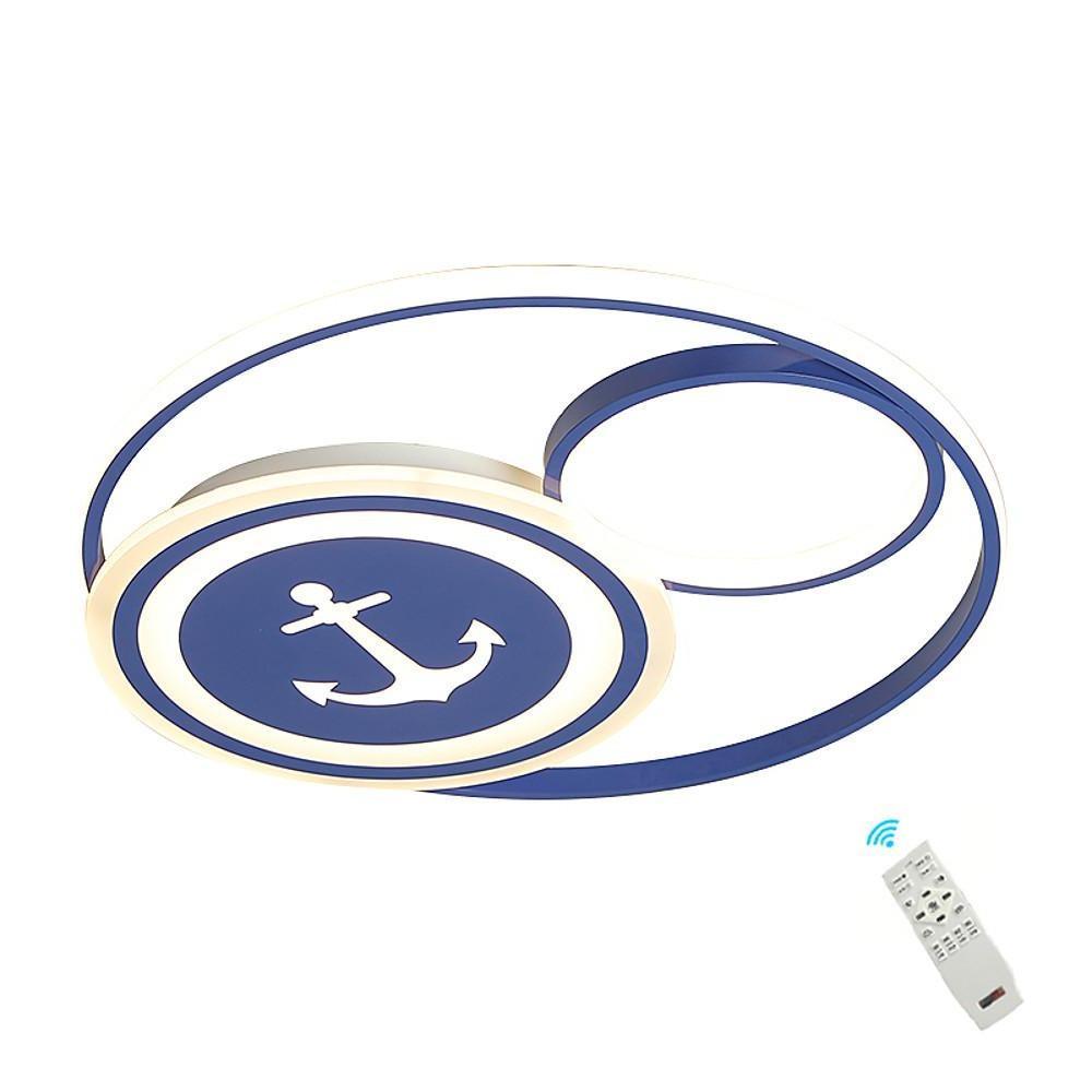 Modern Blue Circular LED Flush Mount Ceiling Light Dimmable Acrylic Fixture for Kids Bedroom