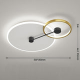 Modern Geometric Circles Dimmable LED Flush Mount Ceiling Light for Bedroom and Living Room Gold Finish