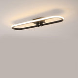 Modern Rounded Rectangle LED Flush Mount Ceiling Light Dimmable Black Fixture 28 Inch