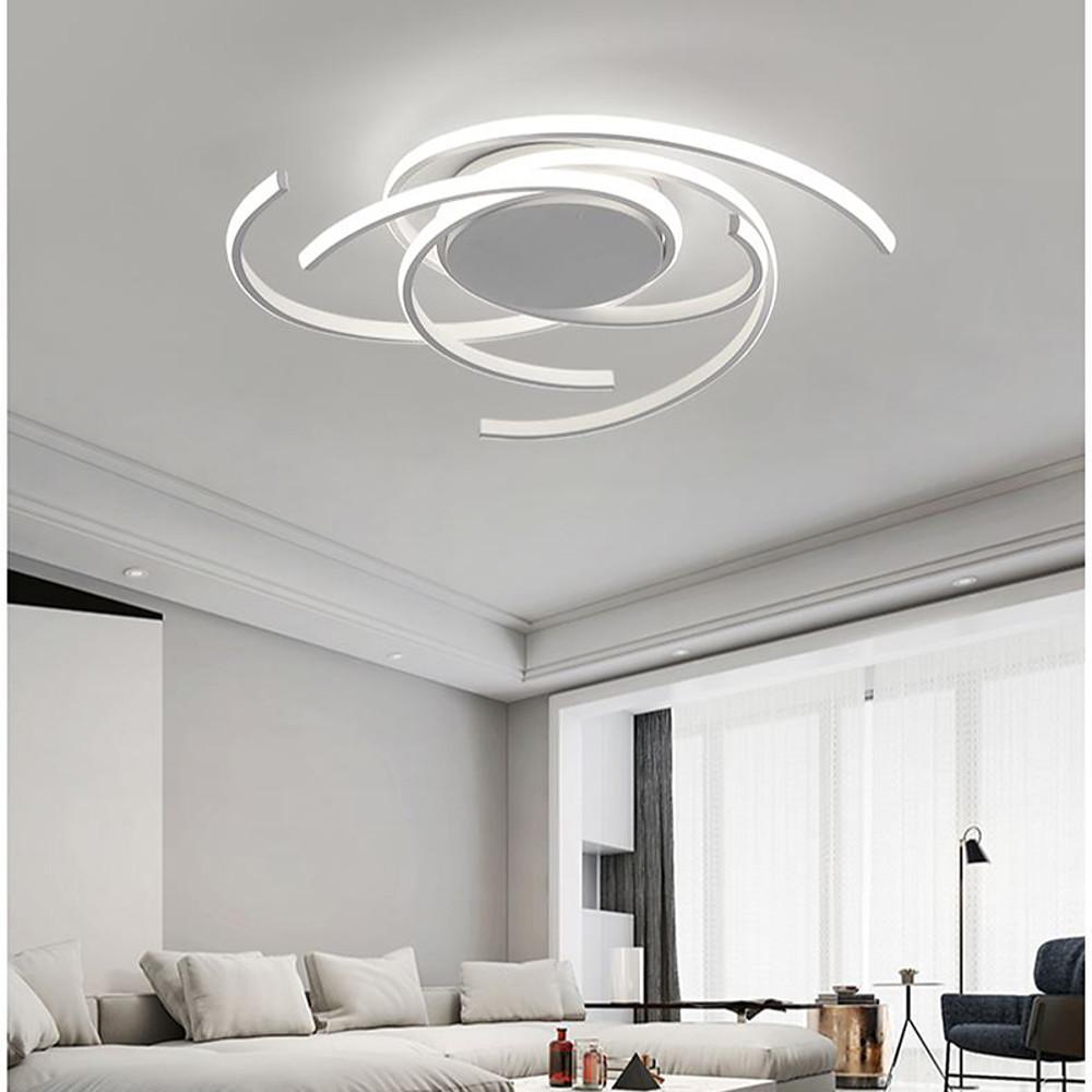 22 Inch Modern Semicircle LED Flush Mount Ceiling Light for Bedroom Artistic Aluminum Fixture