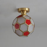 Modern Football Glass Flush Mount Ceiling Light Fixture for Kids Bedroom and Playroom