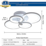 Modern Geometric Overlapping Ring LED Semi Flush Mount Ceiling Light for Living Room