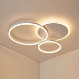 Modern 3 Layer Circle LED Flush Mount Ceiling Light Dimmable 26 Inch White Black Brown