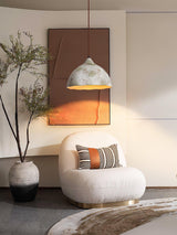 Wabi Sabi Pear Shape Ceramic and Wood Pendant Light for Modern Interior Decor