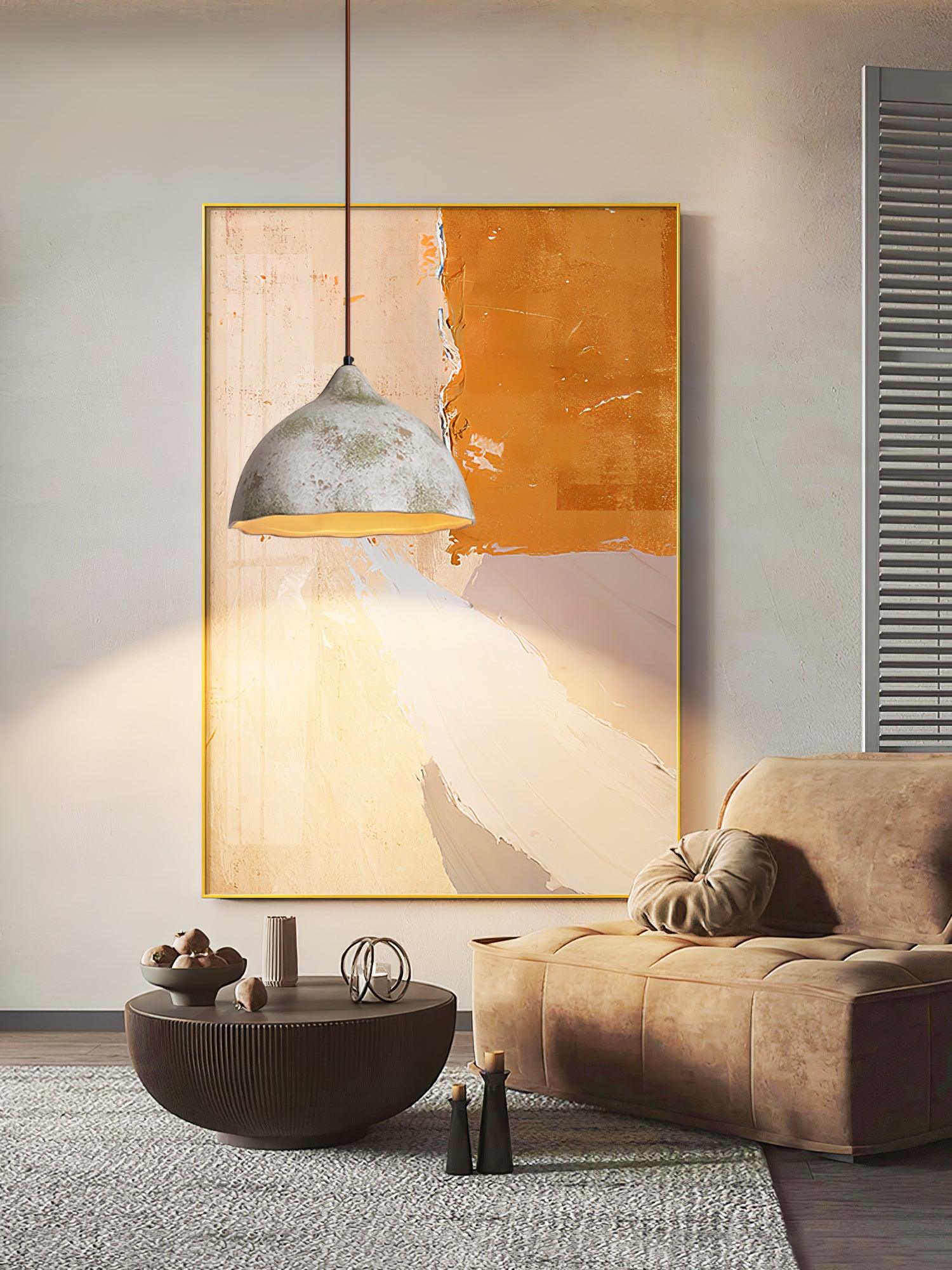 Wabi Sabi Pear Shape Ceramic and Wood Pendant Light for Modern Interior Decor