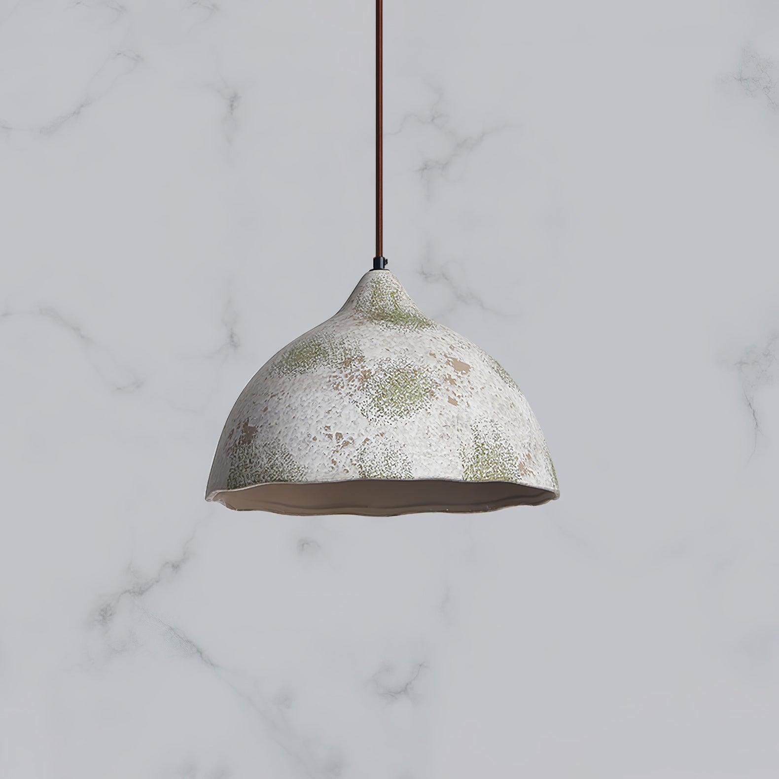 Wabi Sabi Pear Shape Ceramic and Wood Pendant Light for Modern Interior Decor