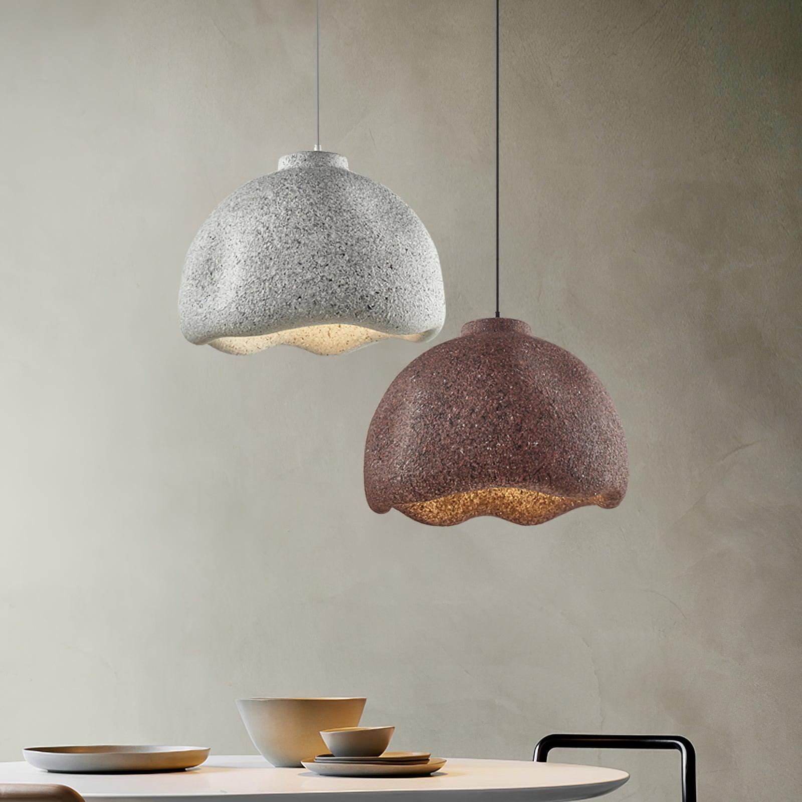 Wabi Sabi Textured Speckled Bell Pendant Lamp for Minimalist Nordic Interior Lighting