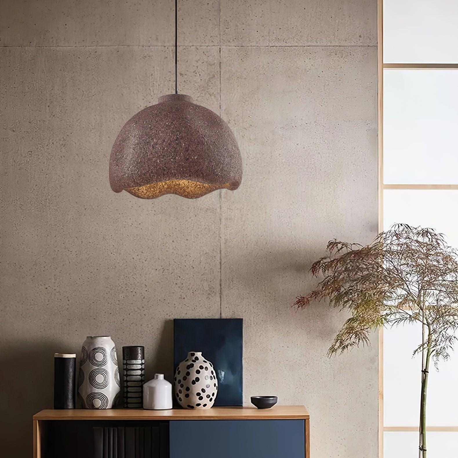 Wabi Sabi Textured Speckled Bell Pendant Lamp for Minimalist Nordic Interior Lighting
