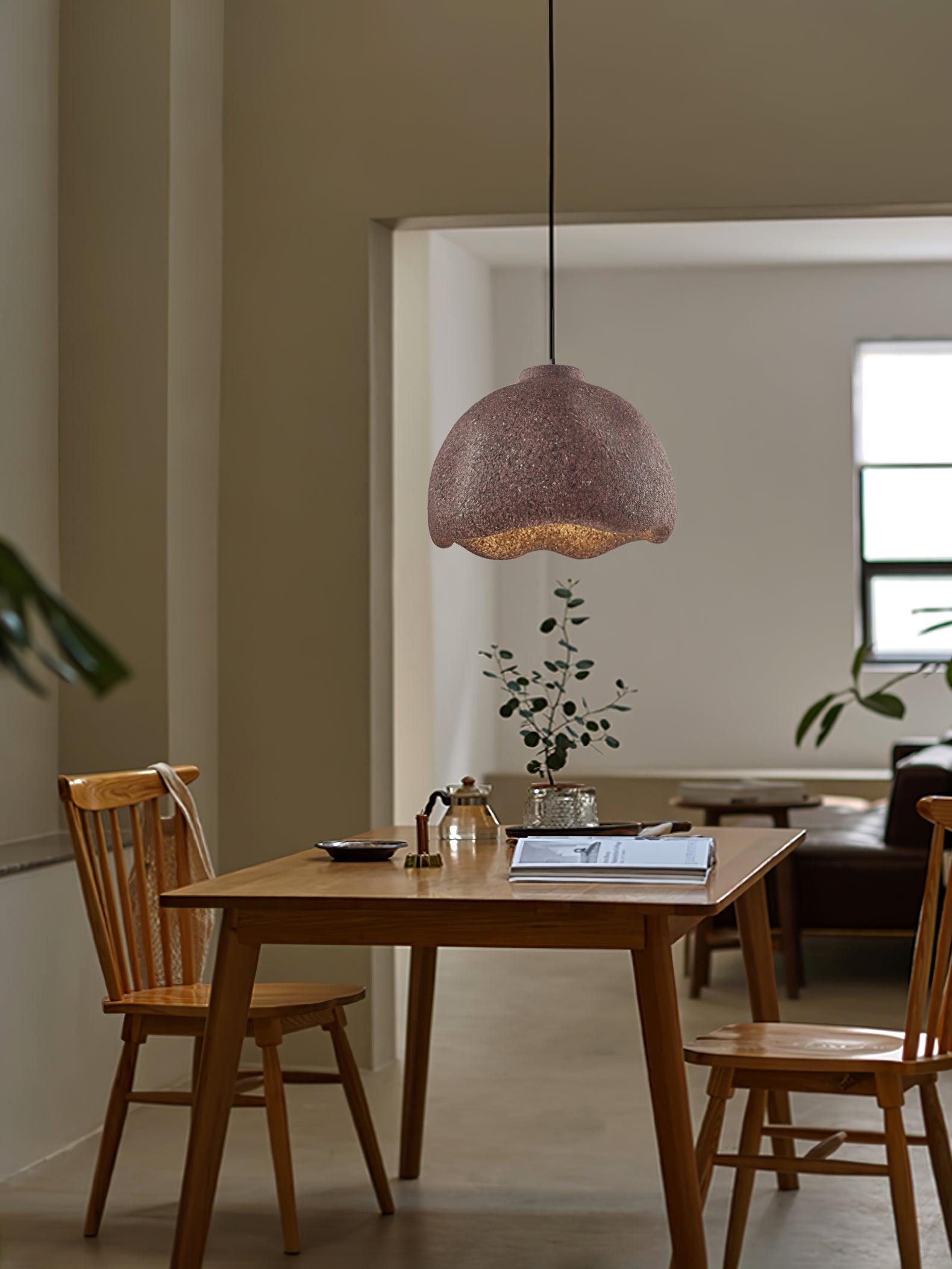 Wabi Sabi Textured Speckled Bell Pendant Lamp for Minimalist Nordic Interior Lighting