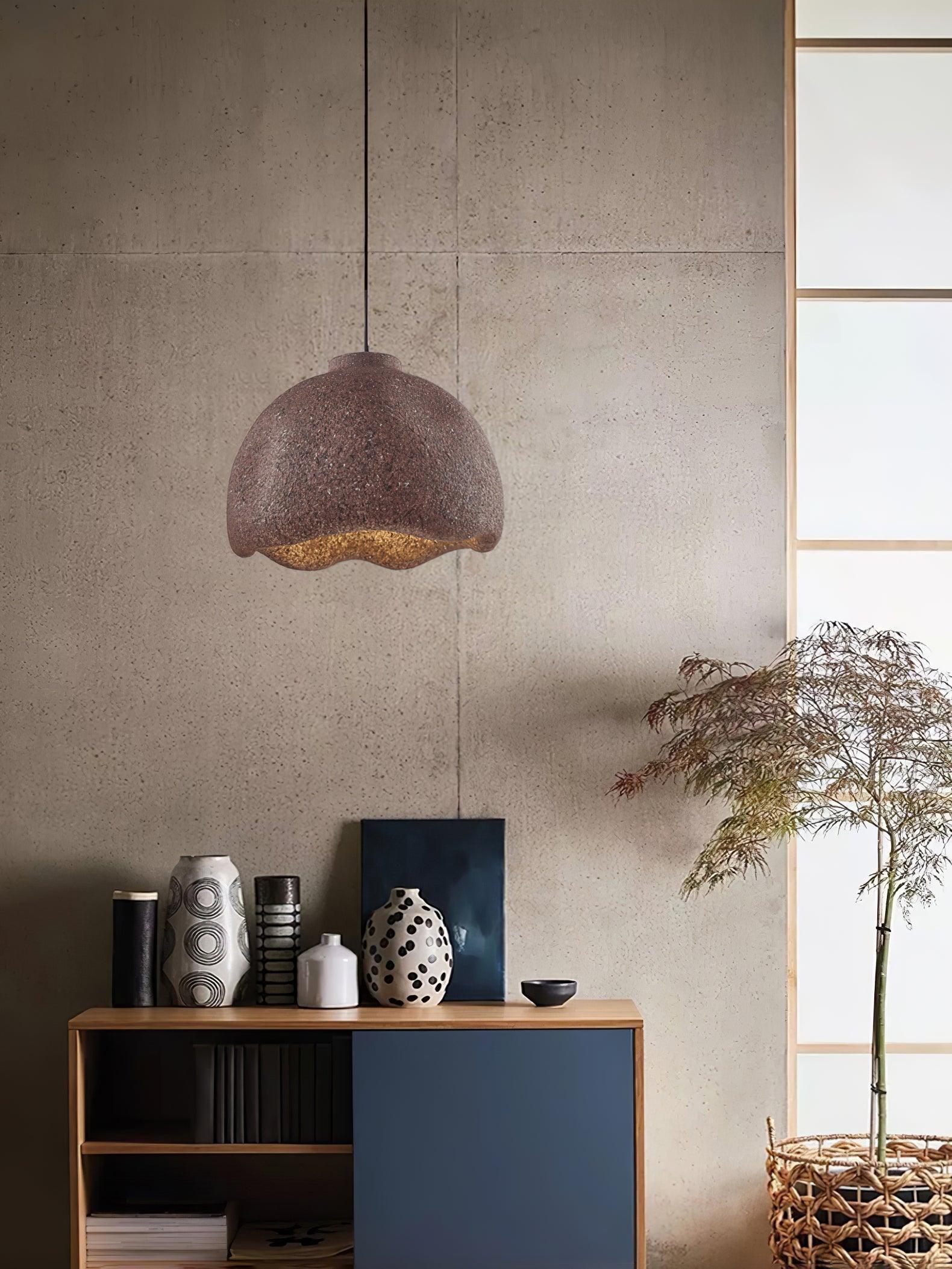 Wabi Sabi Textured Speckled Bell Pendant Lamp for Minimalist Nordic Interior Lighting