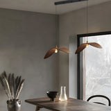 Walnut Leaf Curved Wooden Pendant Light Wabi Sabi Natural Wood Chandelier for Bar and Dining Room
