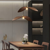 Walnut Leaf Curved Wooden Pendant Light Wabi Sabi Natural Wood Chandelier for Bar and Dining Room