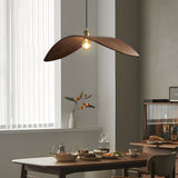 Walnut Leaf Curved Wooden Pendant Light Wabi Sabi Natural Wood Chandelier for Bar and Dining Room