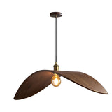 Walnut Leaf Curved Wooden Pendant Light Wabi Sabi Natural Wood Chandelier for Bar and Dining Room