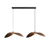 Walnut Leaf Curved Wooden Pendant Light Wabi Sabi Natural Wood Chandelier for Bar and Dining Room
