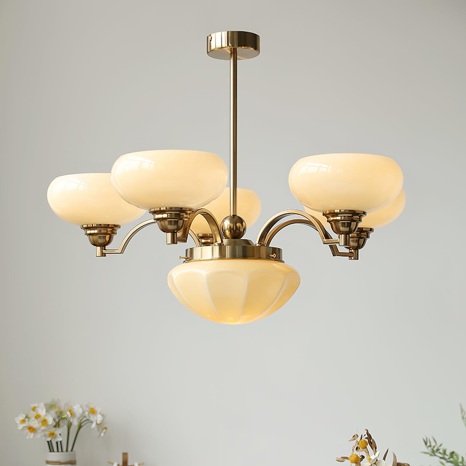 Warre Crown Modern Glass Globe Chandelier with Adjustable Rod for Indoor Lighting
