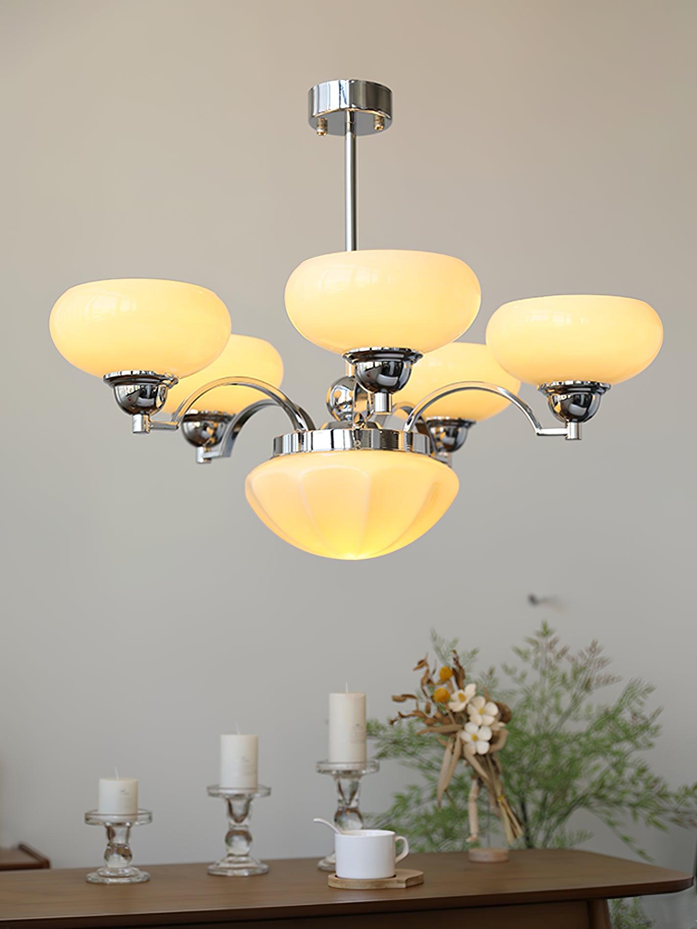 Warre Crown Modern Glass Globe Chandelier with Adjustable Rod for Indoor Lighting
